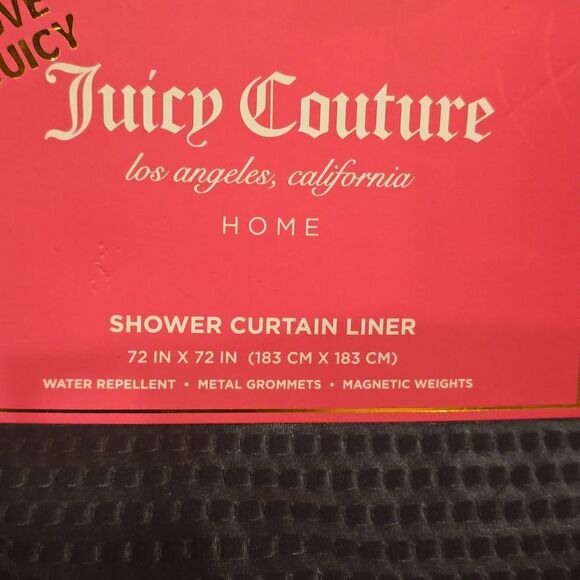 Juicy Couture Home Water Repellent Waffle Shower Curtain Liner- Black - Picture 7 of 7